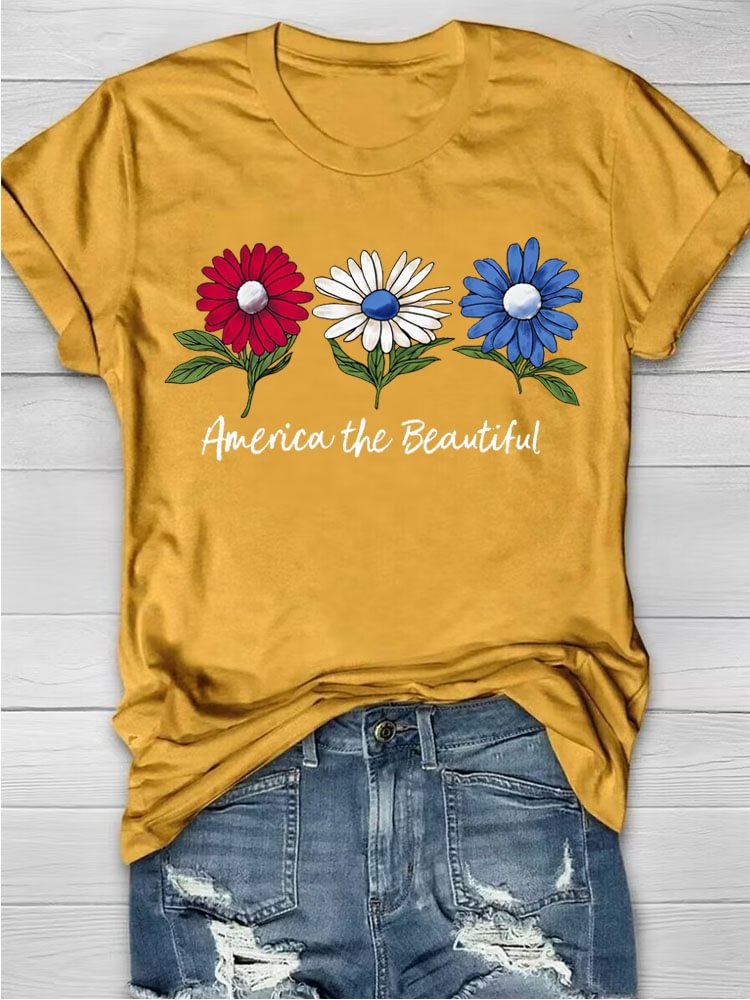 America The Beautiful Print T-shirt