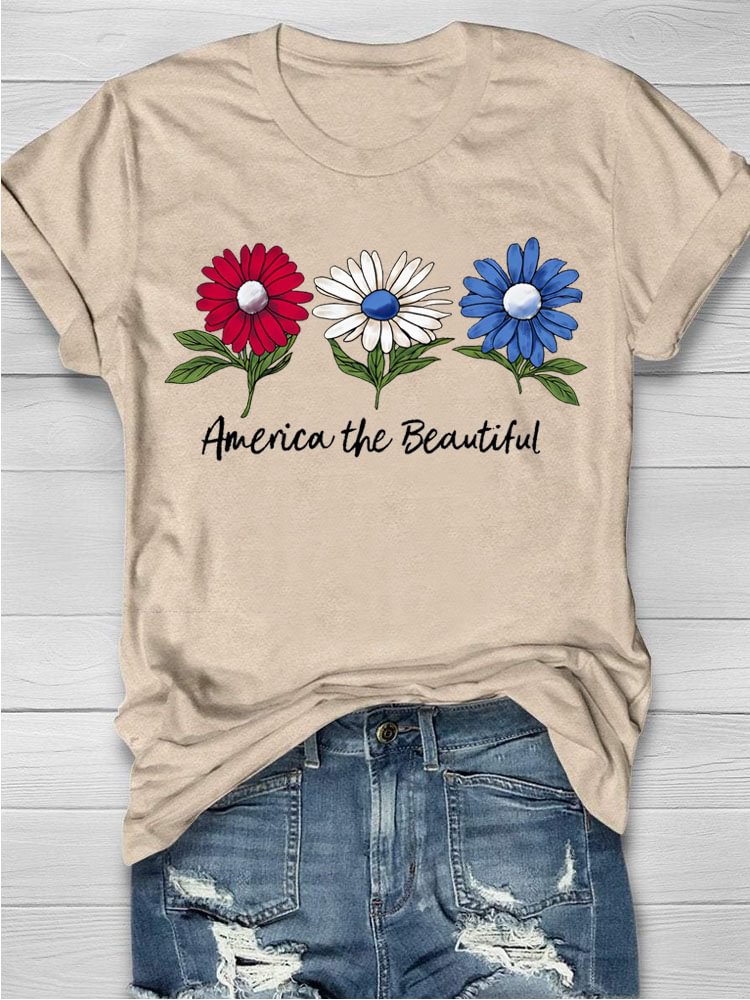 America The Beautiful Print T-shirt