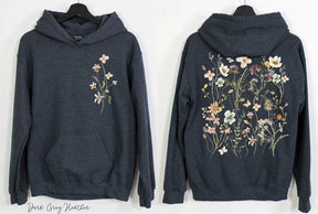 Retro-Wildblumen-Hoodie mit Rundhalsausschnitt im böhmischen Stil